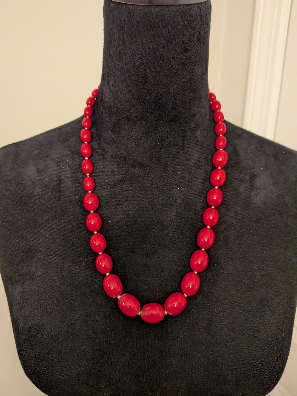 B#2: Monet Classic Red &Gold Beaded Necklace 12" - Elegant Women’s Jewelry
